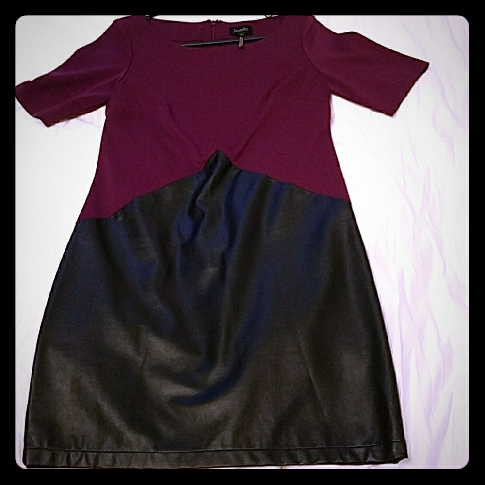 Laundry by Design Burgundy and Black Colorblock Dress